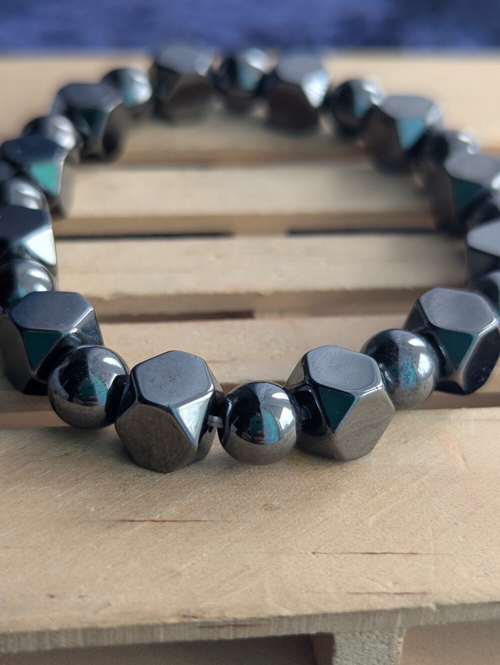 ☪️ HEMATITE ☮️ chakra beaded Bracelet Standard Size stretchy Unisex gift